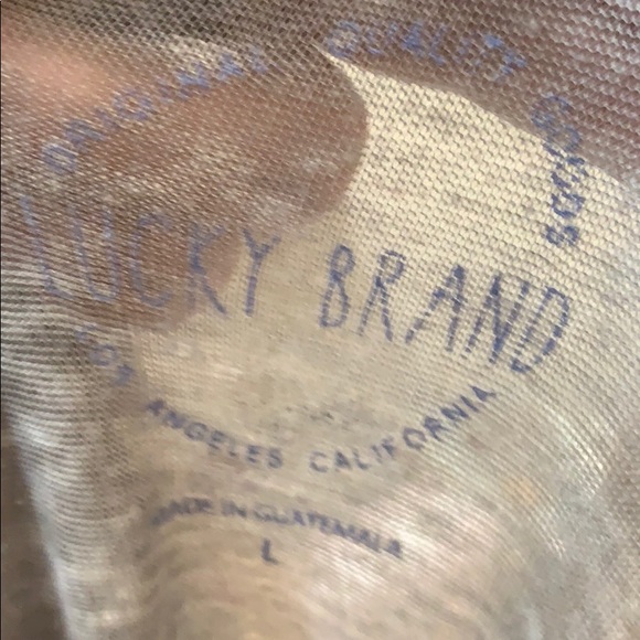 Lucky Brand Worn Grey & Blue Floral Tribal Medallion T Shirt - Picture 5 of 5